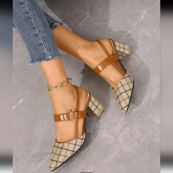 Women's Spring And Autumn Fashionable Square Fabric Material Peep Toe Chunky - Picture 1 of 7